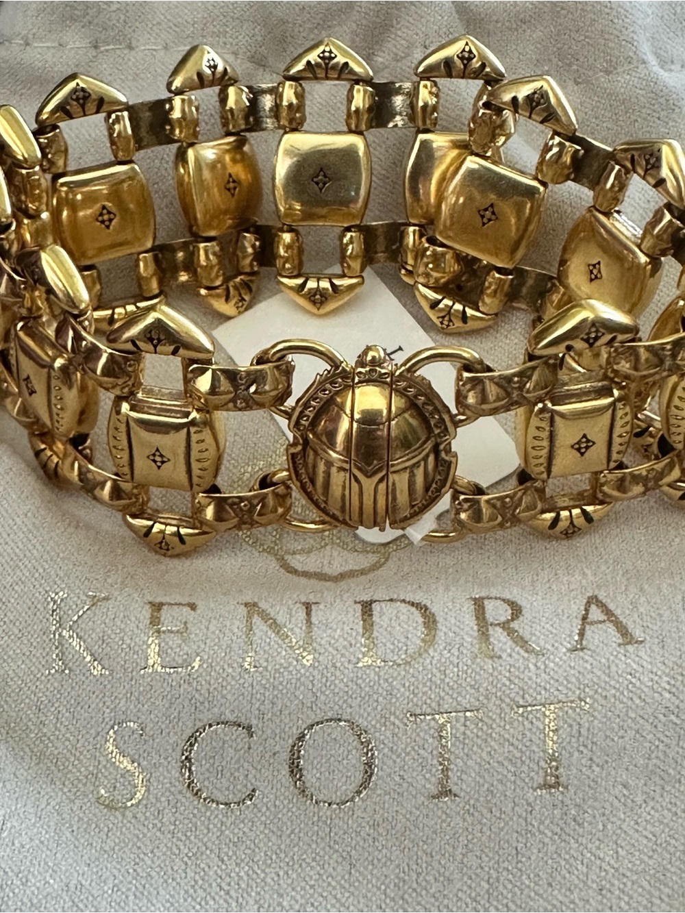 Kendra Scott Catherine Gold-Tone Scarab Statement Bracelet S/M NWT